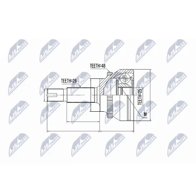 Imagen de NTY NPZ TY 060 Junta Homocinética Caja de cambios manual, Transmisión automática lado rueda, Eje delantero, derecha TOYOTA: Corolla IX Hatchback
