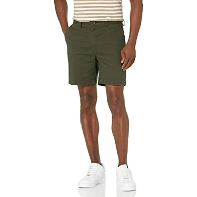 Imagen de Amazon Essentials Pantalones Cortos Chinos de Corte Clásico con Pernera 18 cm Hombre, Verde Oliva, 33W