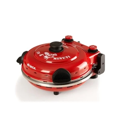 Imagen de Ariete 919 Horno para pizza en 4 minutos, 1200 W, 5 niveles temperatura, diámetro 33 cm, regulador de tiempo 30 minutos y indicador luminosos encendido/apagado, color rojo negro