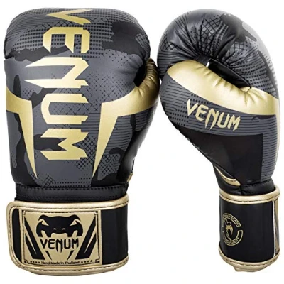 Imagen de Venum Guantes de Boxeo Elite Unisex Gris Oscuro Camo/Oro, 10 Oz EU