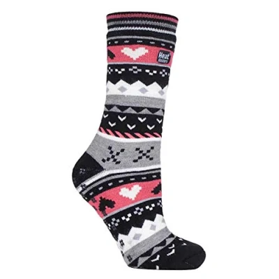 Imagen de HEAT HOLDERS Mujer invierno calientes termicos calcetines antideslizantes estar por casa (37/42, Black/Coral (Soul))