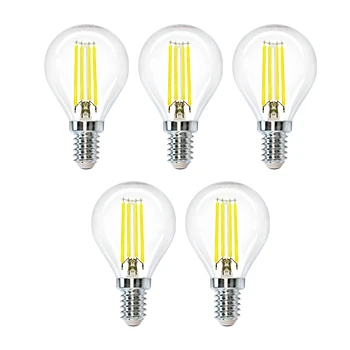 Imagen de Aigostar Filamento Bombilla Led E14 Luz Fria 6500K,4W Equivalente a 40 W,470 Lúmenes,Ángulo De Apertura:360,No Regulable,G45,Pack 5 Uds