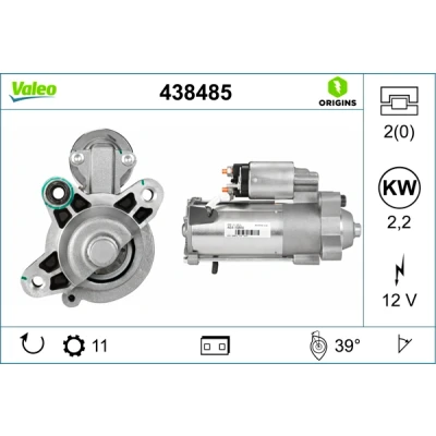 Imagen de VALEO 438485 Motor de arranque 12 2,2 11 FORD: Focus 2, C Max, MONDEO 4 Stufenheck, VOLVO: S40 II, V50, C30