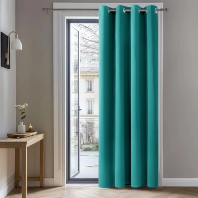 Imagen de Deconovo Cortinas Dormitorio Salon Opacas Moderna con Ojales, Termicas Aislantes Frio y Calor 132x214 cm(Ancho x Alto) Turquesa, 1 Pieza