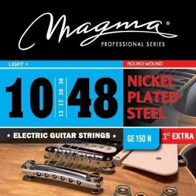 Imagen de Magma 1 Juego de Cuerdas para Guitarra Eléctrica Acero Niquelado Tensión Liviano + (10, 13, 17, 28, 38, 48) Light Set (GE150N)