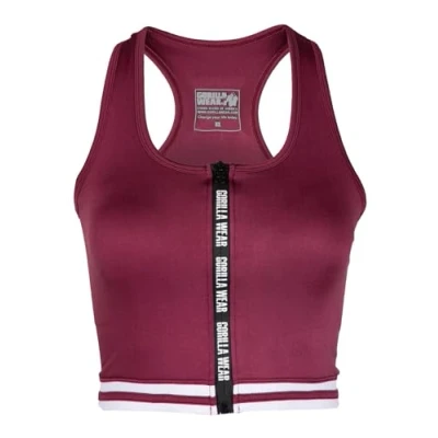 Imagen de Gorilla Wear MESA ZIP Front CROP Top, Mujer, Talla: Large, Dark red