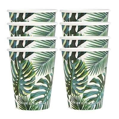 Imagen de Talking Tables, FST5 CUP PALM, Tropical Fiesta Palm Paper Disposable Cups 8Pk 250Ml, Ideal for Barbeque and Picnic