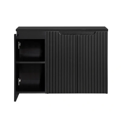 Imagen de [en.casa] Mueble de Baño Bajo Lavabo Newport Armario Suspendido con 3 Puertas y Estantes Encimera 90 cm Sin Recortes x 60 40 Cuarto Negro
