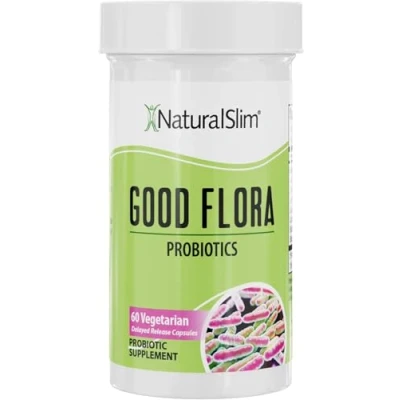 Imagen de NaturalSlim Good flora probióticos para la salud digestiva y intestinal con Lactobacillus Acidophilus 7 potentes cepas probióticas Sin gluten 60 cápsulas