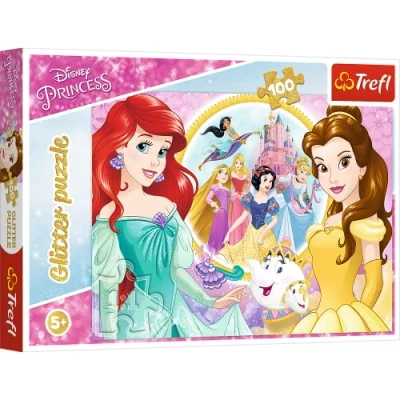 Imagen de Trefl Glitter, Erinnerungen Von Belle und Ariel, Disney Princess de 100 Piezas para niños a Partir 5 años Puzzle, Color Princesas (14819)