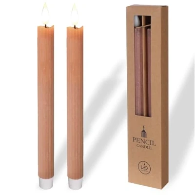 Imagen de comforder Velas LED Efecto Llama Parpadeante (Set de 2), Cera Auténtica, Eléctricas con Temporizador, Pilas (Malva)