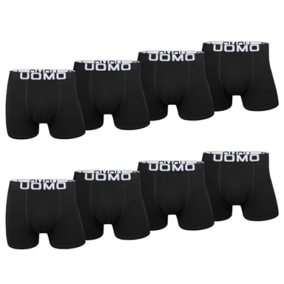 Imagen de L&amp;K 8er Pack Boxer Shorts Hombres Retro Algodón Clásico Colores Lisos Calzoncillos 1119 BL M