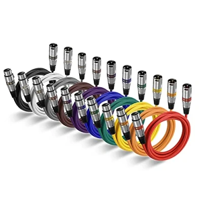 Imagen de EBXYA Cable XLR 1M 10 Pack Micrófono Cables de plomo color parche balanceado conector macho a hembra