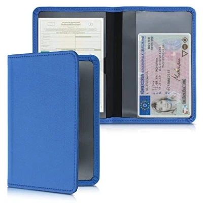 Imagen de kwmobile Funda para carné de conducir Estuche neopreno permiso circulación con espacio tarjetas azul