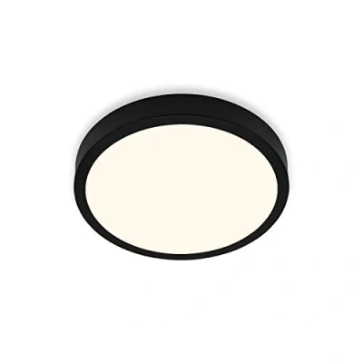 Imagen de BRILONER lámpara de techo LED, techo, luz blanca cálida, superficie, negro, Ø280x40 mm