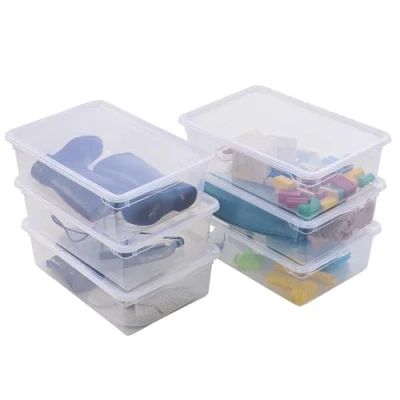 Imagen de Sundis Clear Box, 6 cajas de almacenamiento plástico transparente 22 L, con tapa, superponibles y apilables, ideales para guardar botas zapatos invierno