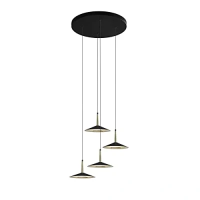 Imagen de Mantra Iluminación. Modelo ORION. Lámpara de techo colgante 50 cm diámetro fabricado en acrílico acabado color negro y cuero