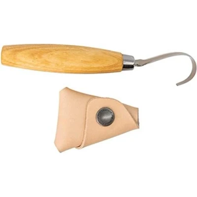 Imagen de Morakniv Hook Knife 164 Right 13385 cuchillo de pelar, acero inoxidable, para tallar, mango: madera abedul, afilado manualidades, decoración, arte, artesanía