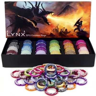 Imagen de Marcadores de Condición p/Miniaturas rol 96 Condition Rings/Anillos con 24 Efectos Estado y Hechizos. DND Tokens p/Figuras RPG, Dungeons and Dragons, Dragones Mazmorras Regalo Accesorios D&amp;D