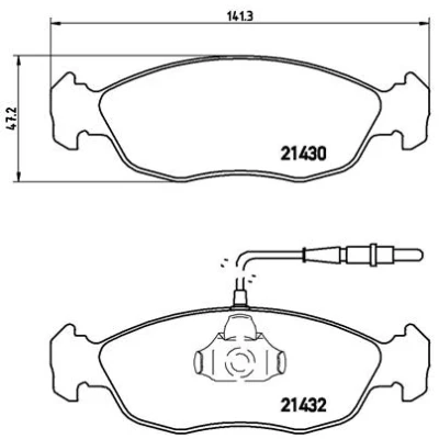 Imagen de BREMBO P 61 054 Juego de pastillas freno con contacto avisador desgaste clip émbolo sin accesorios PEUGEOT: 306 Hatchback