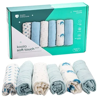 Imagen de KOALA BABYCARE Muselinas Bebe Algodon 30x30 Paquete con 6 Unidades de algodón para recién Nacidos bebés