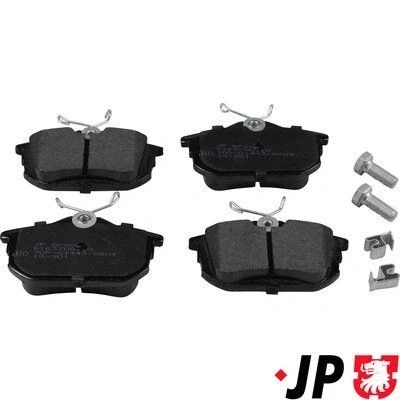 Imagen de JP GROUP 6163700110 Juego de pastillas freno Eje trasero con avisador acústico desgaste VOLVO: S40 I, V40 Familiar, MITSUBISHI: COLT 6