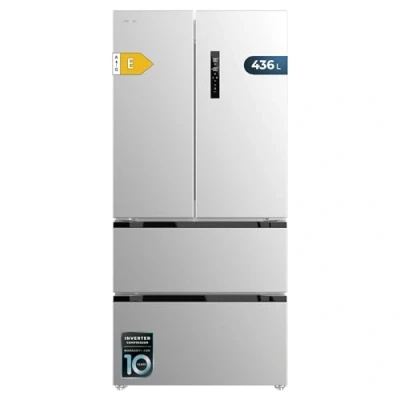 Imagen de Cecotec Frigorífico Puerta Francesa Inox 463L Bolero CoolMarket FD 436 E. Altura 183cm y 83,6 cm ancho, Bajo Consumo, Compresor Inverter Plus, Total No Frost, MultiAirFlow Modo Vacaciones