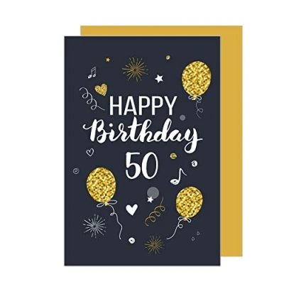 Imagen de Edition Seidel tarjeta de felicitación 50 cumpleaños con sobre, cumpleaños, para hombre y mujer (GZ346 SW023)