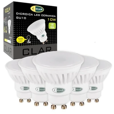 Imagen de CLAR GU10 LED, Bombilla LED GU10, Ojos de Buey Bombillas Ojo Luz Fria, Halogena 10W (Pack 5)