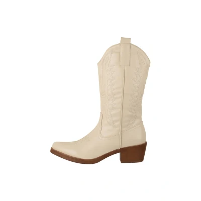 Imagen de Elara Botas de Vaquero Mujer Estilo Motero Chunkyrayan 301 A32PZ Beige PU 40