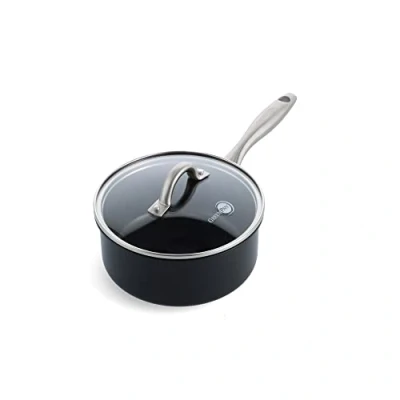 Imagen de GreenPan Lima Midnight Antiadherente Cerámica Saludable Anodizado Duro 20 cm/3,1 Litros Cacerola con Tapa, Libre de PFAS, Apta para Inducción, Lavavajillas, Horno, Negro