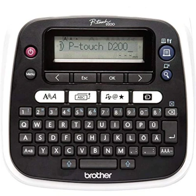 Imagen de Brother PT D200BW Dispositivo de etiquetado PTD200BWZG1 3,5 12mm QWERTZ, Gris/Blanco
