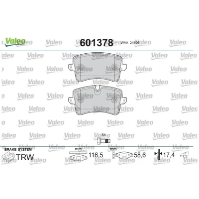 Imagen de VALEO 601378 juego de pastillas freno Eje trasero con tornillos retención, Chapa antichirridos AUDI: A4 B8 Berlina, Q5, Avant