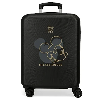 Imagen de Disney Mickey Outline Maleta de cabina Negro 38x55x20 cms Rígida ABS Cierre combinación lateral 35L 2 kgs 4 Ruedas dobles Equipaje Mano