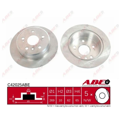 Imagen de ABE C42025ABE Disco de freno Eje trasero 269 10 5 114,3 macizo TOYOTA: Camry III Berlina