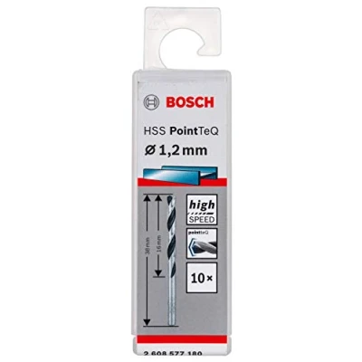 Imagen de Bosch Professional 10 brocas helicoidales HSS PointTeQ, para metal, 1.2 x 16 38 mm, accesorio de taladro