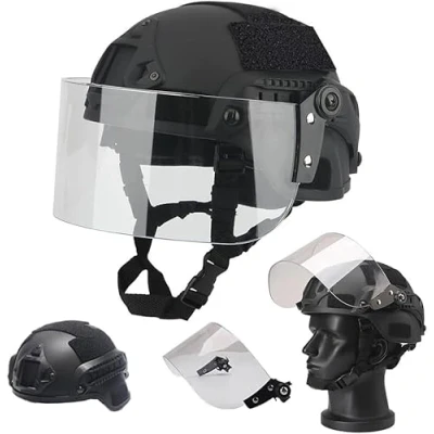 Imagen de Koyheng Airsoft Mich 2000 ACH Casco táctico con Visera Transparente, Soporte NVG y riel Lateral