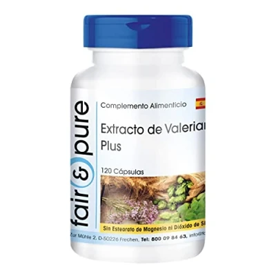 Imagen de Fair &amp; Pure® Valeriana Complex Plus Extracto de Vegano Con Lúpulo y Melisa Puro 120 Cápsulas