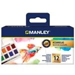 Imagen de Manley Estuche 12 Acuarelas Con Pincel Diversidad de Colores Creatividad sin Límites Surtidos Para Todas las Edades Aventura Color