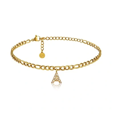 Imagen de GD GOOD.designs Tobillera de oro con letras impermeables I para señoras chapada en 18K ajustable (22 27cm) acero inoxidable (A)