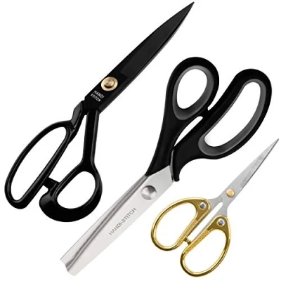 Imagen de Handi Stitch Set Tijera Zig Zag, Tijeras costura y Bordar Resistentes de Acero Inoxidable Profesional para Cuero, Tela Ropas Kit Sastre