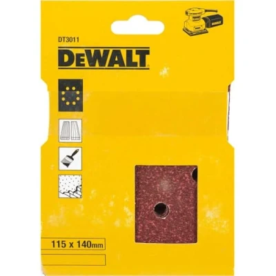 Imagen de DeWalt DT3011 QZ Lija 1/4 de hoja 115 x 140 mm perforada, grano 40, para el lijado en seco maderas y pinturas