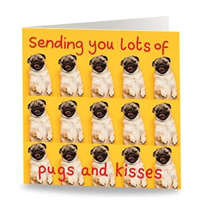 Imagen de Maturi Envío de Pugs and Kisses Tarjeta felicitación divertida Interior en blanco