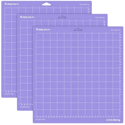 Imagen de RANCOVY Alfombrilla de corte para Cricut Maker 3/Maker/Explore 3/Air 2/Air/One fuerte agarre adhesiva 12 x pulgadas, color morado, paquete 3