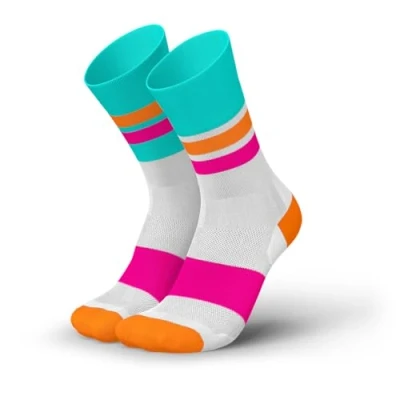 Imagen de INCYLENCE ULTRALIGHT Calcetines para correr hombre y mujer, transpirables, ultrafinos, 1 par, Tracks Cyan Pink, 35 38