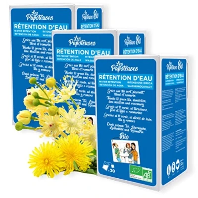 Imagen de LES PAPOTEUSES Infusion retencion de liquidos gracias al té verde, diente león, tilo y romero 60 bolsitas Caja 3 confecciones 20 Certificación orgánica