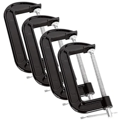 Imagen de ASelected juego de 4 abrazaderas G 6 pulgadas (150 mm) alta resistencia, resistencia industrial, C para carpintería, soldadura, construcción, reparación automóviles,