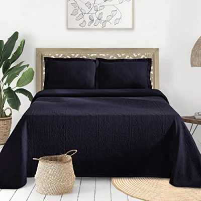 Imagen de Superior Colcha de medallón 100% algodón con Funda Almohada, para Todas Las Estaciones, Ropa Cama Jacquard Matelassé Primera Calidad, patrón Floral Aspecto