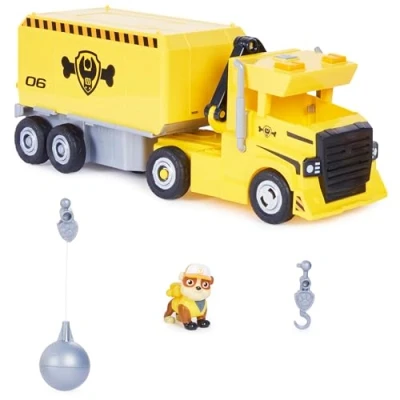 Imagen de Paw Patrol Patrulla Canina Coche Rubble TRANSFORMABLE Camión 2 en 1 de Excavadora Juguete, Grúa Luces y Sonidos con Figura Acción 6064242 Juguetes Niños 3 Años +