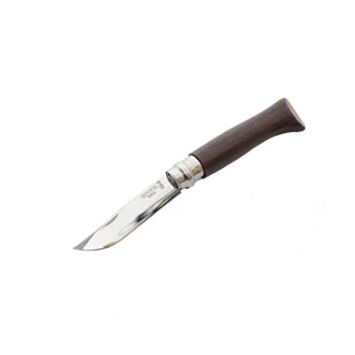 Imagen de OPINEL N08 Cuchillo Plegable Hoja de Acero Inoxidable con Acabado Espejo Mango Ébano Corte Perfecto, Mantenimiento Sencillo Anillo Seguridad Virobloc Fabricación en Francia